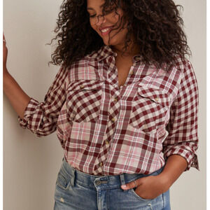 NWT Torrid Lizzie Rayon Twill Button Up Long Sleeved Shirt Size 1 (14/16)